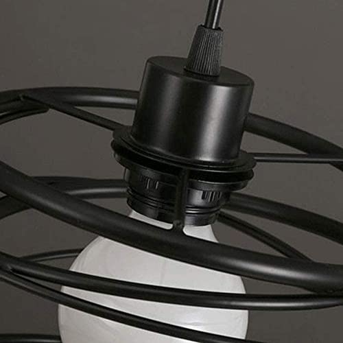 Araña colgante de tejido creativo, soporte de lámpara E27, iluminación retro de hierro for cocina Casa de campo Casa de campo Marrón Rust Cage Lámpara colgante, iluminación interior decorativa negra