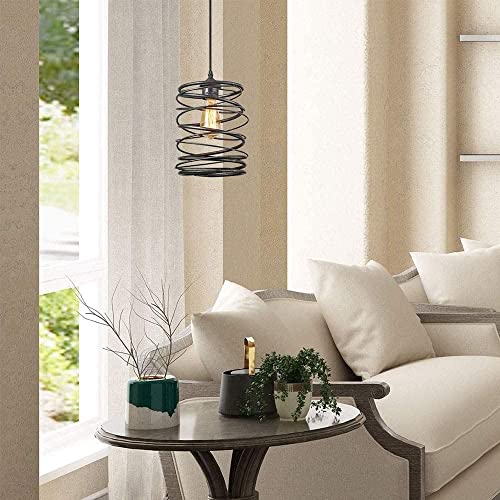 Araña colgante de tejido creativo, soporte de lámpara E27, iluminación retro de hierro for cocina Casa de campo Casa de campo Marrón Rust Cage Lámpara colgante, iluminación interior decorativa negra