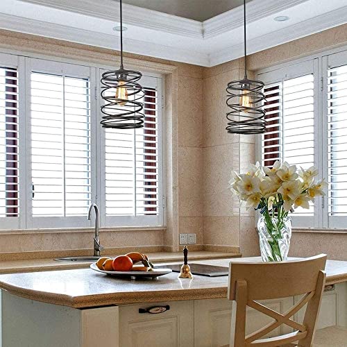 Araña colgante de tejido creativo, soporte de lámpara E27, iluminación retro de hierro for cocina Casa de campo Casa de campo Marrón Rust Cage Lámpara colgante, iluminación interior decorativa negra