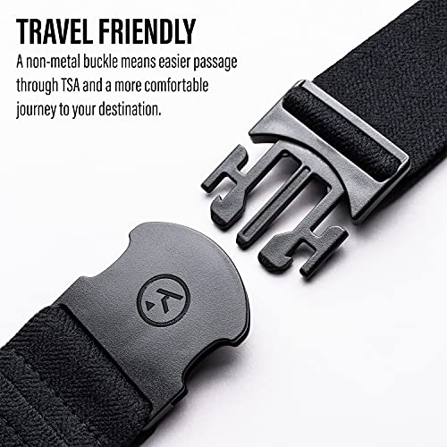 Arcade Cinturón para hombre Adventure Ranger Cinturones de alta resistencia, correa elástica no metálica, hebilla amigable para viajes, azul marino/negro/rango abierto