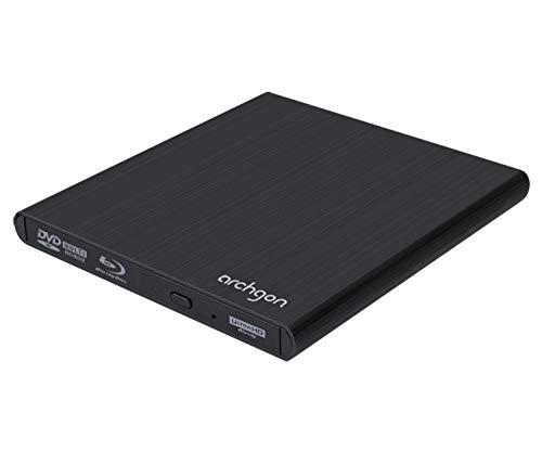 Archgon Style UHD 4K-Ultra HD BD Reproductor Player Externo, lectores grabadora de BLU-Ray BDXL para PC USB 3.0 USB-C, M-Disc, Caja de protección, Unidad bluray Externa, Lector UHD, ALU Negro