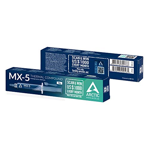 ARCTIC MX-5 (8 g, Espátula incl) - Ultimate Performance Pasta Térmica para todos los procesadores (CPU,GPU-PC,PS4,XBOX), conductividad térmica extremadamente alta, larga durabilidad, aplicación segura
