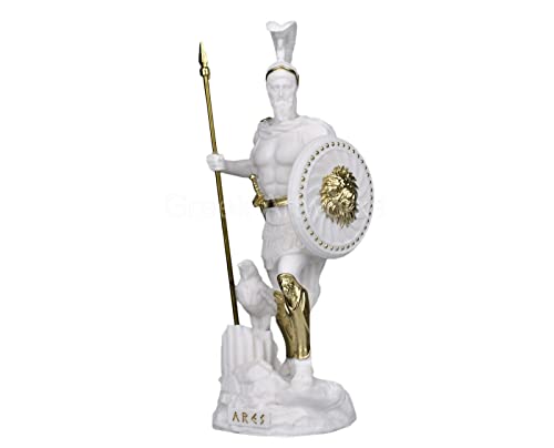 Ares Mars Greek Roman Olympian God of war and Courage estatua Figura de escultura de oro blanco