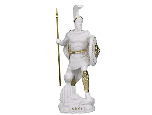 Ares Mars Greek Roman Olympian God of war and Courage estatua Figura de escultura de oro blanco
