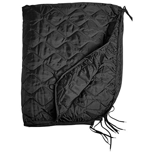 Army Poncho Liner Quilted Blanket Mat Camping Travel Hiking Ripstop Black