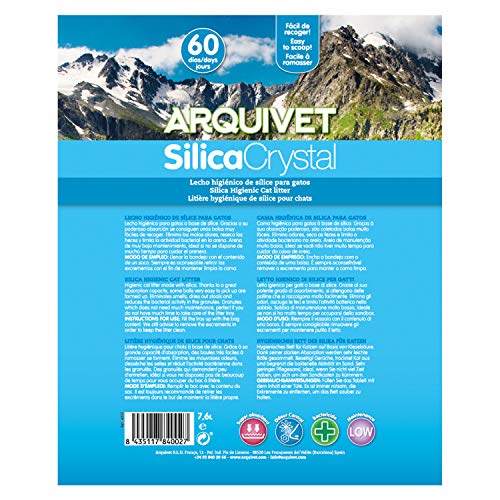 Arquivet Arena para Gato Silica Crystal - Capacidad 7.6 L, lecho higiénico para Gatos, felinos, Capacidad Absorbente, Ayuda a Eliminar olores y bacterias