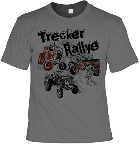 Art & Detail - Camiseta divertida con frases divertidas en alemán "Trecker Rallye" gris oscuro XL