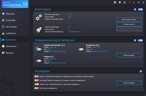 Ashampoo 81004 WinOptimizer 19-Sistema de optimización para Windows (10 licencias)