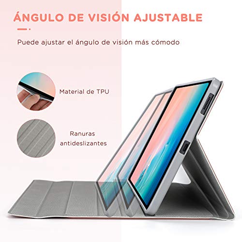 ASHU Funda con Teclado Español Ñ para Samsung Galaxy Tab S6 Lite 10.4" 2020, Teclado Bluetooth Desmontable, 7 Colores Retroiluminado, Funda para Samsung SM-P610/P615, Rosa