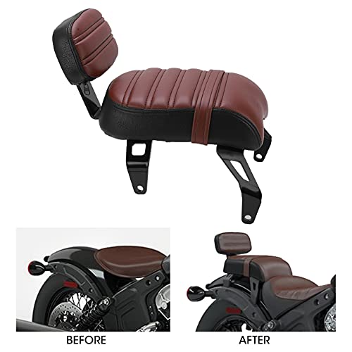 Asiento De Pasajero De Motocicleta, Asiento Del Pasajero Trasero Con Juegos De Respaldo Repuesto Para Indian Scout Bobber 2018-2021(marrón)