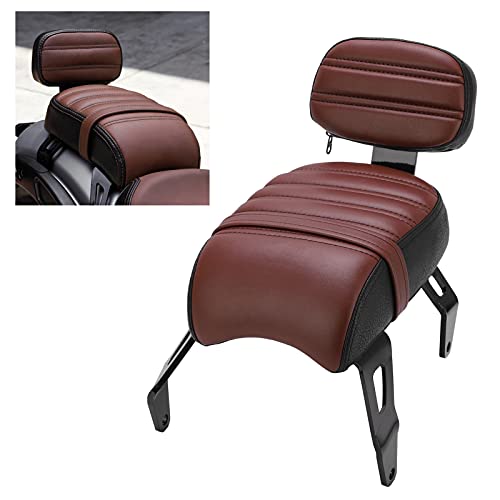 Asiento De Pasajero De Motocicleta, Asiento Del Pasajero Trasero Con Juegos De Respaldo Repuesto Para Indian Scout Bobber 2018-2021(marrón)