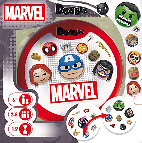 Asmodee Dobble Marvel Emoji - Juego de mesa, de cartas, de observación (versión en francés)