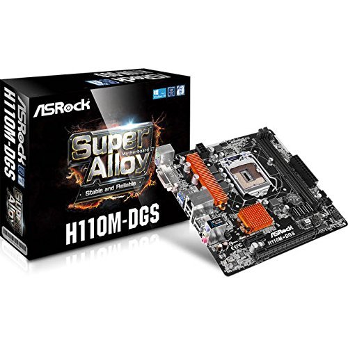 Asrock H110M-DGS R3.0 - Placa Base Micro ATX (Chipset Intel H110, Socket 1151, 2X DDR4, Máx. 32GB, DVI-D, 4 SATA3, 1 PCIe 3.0 x16, 1 PCIe 2.0 x1, 4 USB 3.1 Gen1), Negro