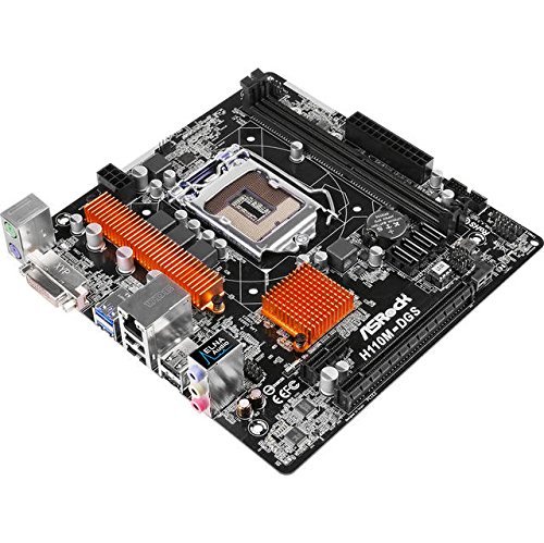 Asrock H110M-DGS R3.0 - Placa Base Micro ATX (Chipset Intel H110, Socket 1151, 2X DDR4, Máx. 32GB, DVI-D, 4 SATA3, 1 PCIe 3.0 x16, 1 PCIe 2.0 x1, 4 USB 3.1 Gen1), Negro
