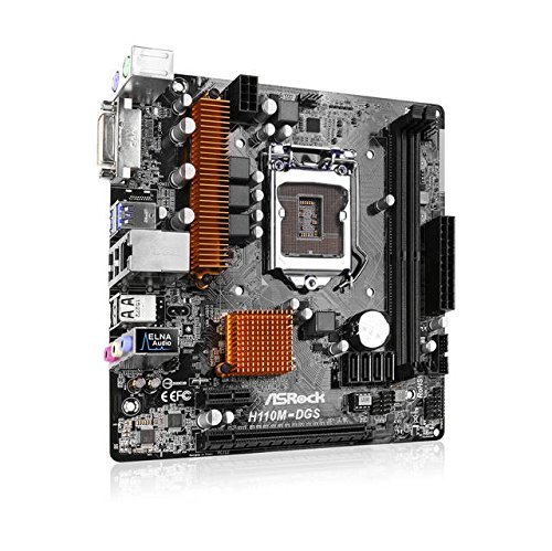 Asrock H110M-DGS R3.0 - Placa Base Micro ATX (Chipset Intel H110, Socket 1151, 2X DDR4, Máx. 32GB, DVI-D, 4 SATA3, 1 PCIe 3.0 x16, 1 PCIe 2.0 x1, 4 USB 3.1 Gen1), Negro