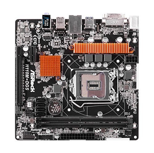 Asrock H110M-DGS R3.0 - Placa Base Micro ATX (Chipset Intel H110, Socket 1151, 2X DDR4, Máx. 32GB, DVI-D, 4 SATA3, 1 PCIe 3.0 x16, 1 PCIe 2.0 x1, 4 USB 3.1 Gen1), Negro