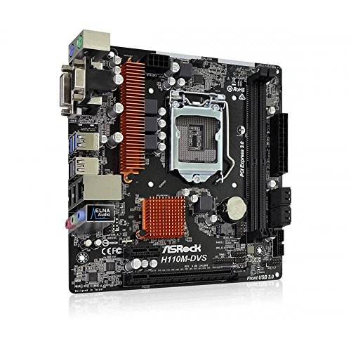 ASRock H110M-DVS R3.0 - Placa Base Micro ATX (Chipset Intel H110, Socket 1151, 2X DDR4, Máx. 32GB, D-Sub+DVI-D, 4X SATA3, 1x PCIe 3.0 x16, 1x PCIe 2.0 x1, 4X USB 3.1 Gen1)