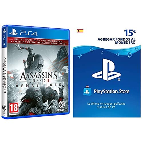 Assassin's Creed III Remastered & Sony, PlayStation - Tarjeta Prepago PSN 15€