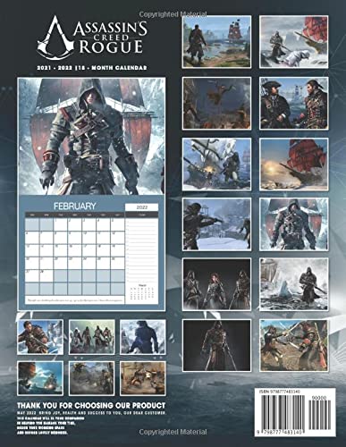 Assassin's Creed Rogue: OFFICIAL 2022 Calendar - Video Game calendar 2022 - Assassin's Creed Rogue -18 monthly 2022-2023 Calendar - Planner Gifts ... games Kalendar Calendario Calendrier)