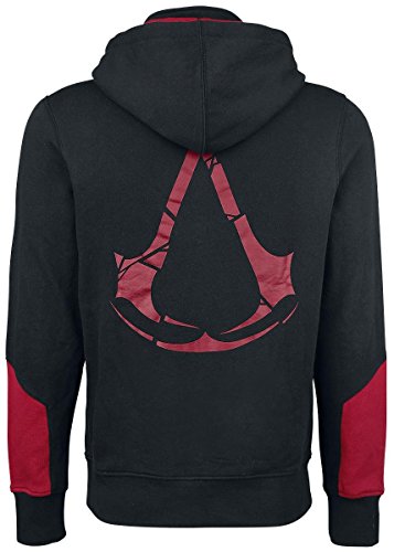 Assassins Creed Rogue - Sudadera con capucha, color negro/rojo, Talla L