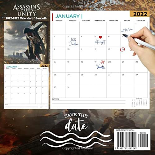 Assassins Creed Unity: OFFICIAL 2022 Calendar - Video Game calendar 2022 - Assassins Creed Unity -18 monthly 2022-2023 Calendar - Planner Gifts for ... games Kalendar Calendario Calendrier).39