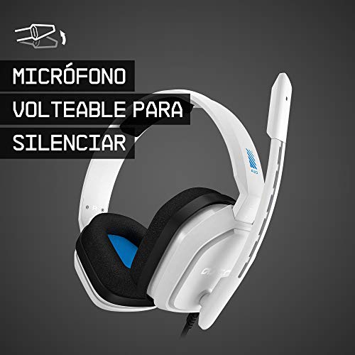 ASTRO Gaming A10 Auriculares alámbricos, ligeros y resistentes, ASTRO Audio, clavija de 3.5mm, para Xbox Series X y S, Xbox One, PS5, PS4, Nintendo Switch, PC, Mac, móvil - Blanco/Azul