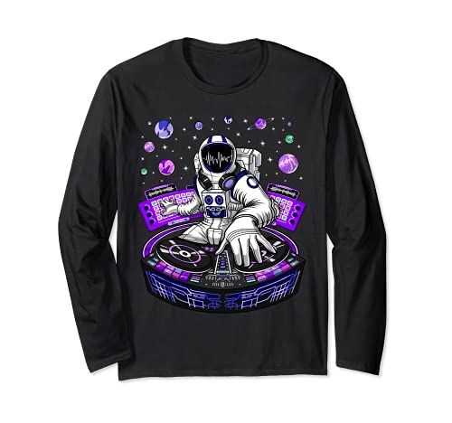Astronauta Espacial Música Dj Psichedelico Psytrance Manga Larga