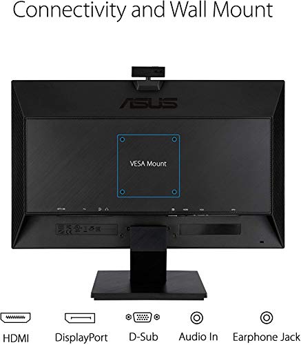 ASUS BE24EQK - Monitor de negocio de 24" | 60 Hz (Full HD, IPS, 1920x1080, Webcam, sin marco, luz azul de baja intensidad, cámara Full HD, matriz de micrófonos y altavoces estéreo), Negro
