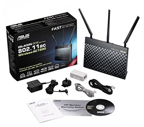 ASUS DSL-AC68U - Router Inalámbrico AC1900 Mbps (Dual-Band VDSL/ADSL 2+, Gigabit, USB 3.0, compatible con Ai Mesh wifi)