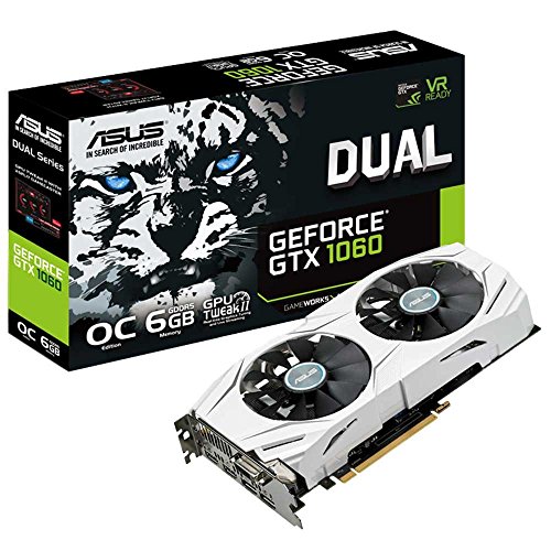 ASUS DUAL-GTX1060-O6G - Tarjeta gráfica (Dual, NVIDIA GeForce GTX 1060, 6 GB, GDDR5, HDMI, DVI, DP) Color Blanco