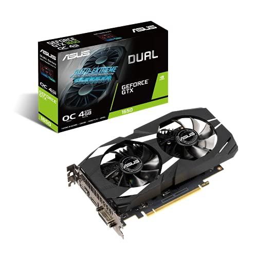 ASUS DUAL-GTX1650-O4G - Tarjeta gráfica (4 GB GDDR5, OC 1755 MHz, 128 bit, PCIE 3.0, 896 núcleos CUDA) Negro