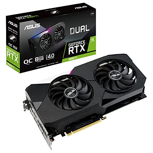 ASUS Dual NVIDIA GeForce RTX 3060 Ti V2 OC Edition - Tarjeta Gráfica Gaming (PCIe 4.0, 8GB GDDR6, LHR, HDMI 2.1, DP 1.4a, Ventiladores Axial-Tech, Dual BIOS, Placa de Protección), Blanco