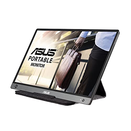 Asus MB16AH - Monitor portátil de 15.6" FullHD (1920x1080, USB-C, Micro-HDMI, Antiparpadeo, Luz azul de baja intensidad, funda plegable) Gris