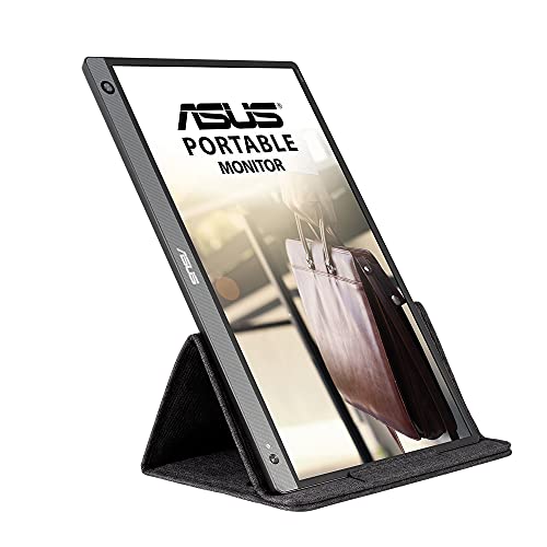Asus MB16AH - Monitor portátil de 15.6" FullHD (1920x1080, USB-C, Micro-HDMI, Antiparpadeo, Luz azul de baja intensidad, funda plegable) Gris