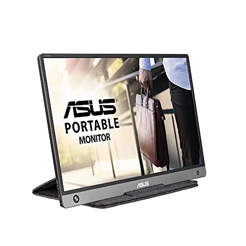 Asus MB16AH - Monitor portátil de 15.6" FullHD (1920x1080, USB-C, Micro-HDMI, Antiparpadeo, Luz azul de baja intensidad, funda plegable) Gris