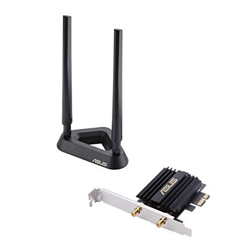 ASUS PCE-AX58BT - Tarjeta de Red Wi-Fi 6 AX3000 PCIe 160Mhz con Bluetooth 5.0 (OFDMA, MU-MIMO, Seguridad WPA3, adaptador perfil bajo, base extensible de antenas)