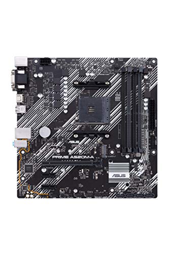 ASUS Prime A520M-A - Placa Base Micro ATX AMD A520 (Ryzen 4000 AM4) con 4 RAM Slots (hasta 128 GB), Ranura M.2, 1 GB Ethernet, HDMI/DVI/D-Sub, SATA 6 Gbps, USB 3.2 Gen 1 Type-A