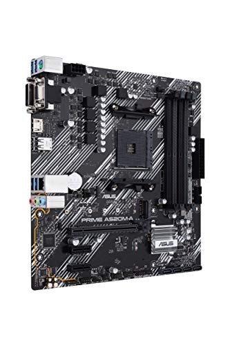 ASUS Prime A520M-A - Placa Base Micro ATX AMD A520 (Ryzen 4000 AM4) con 4 RAM Slots (hasta 128 GB), Ranura M.2, 1 GB Ethernet, HDMI/DVI/D-Sub, SATA 6 Gbps, USB 3.2 Gen 1 Type-A