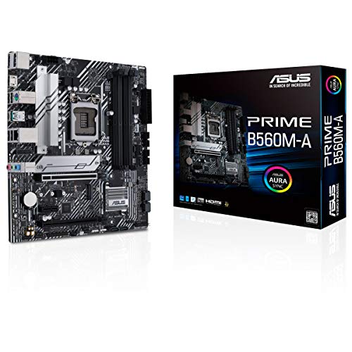 ASUS Prime B560M-A - Placa Base Micro ATX (Intel B560 LGA 1200 con VRM de 8 Fases, PCIe 4.0, Dos Ranuras M.2, 1 GB Ethernet, USB 3.2 Gen. 2 de Tipo C Trasero)