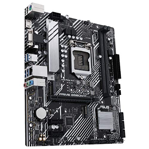 ASUS Prime B560M-K - Placa Base Micro ATX (Intel B560 LGA 1200 con VRM de 8 Fases, PCIe 4.0, Dos Ranuras M.2, 1 GB Ethernet, HDMI, D-Sub, USB 3.2 Gen. 1 Trasero, Conector TPM, RGB direccionable)