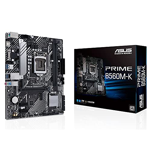ASUS Prime B560M-K - Placa Base Micro ATX (Intel B560 LGA 1200 con VRM de 8 Fases, PCIe 4.0, Dos Ranuras M.2, 1 GB Ethernet, HDMI, D-Sub, USB 3.2 Gen. 1 Trasero, Conector TPM, RGB direccionable)