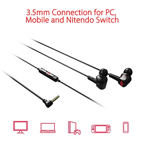 ASUS ROG Cetra Core - Auriculares intraurales para Gaming con transductores Essence de 10 mm y Conector de 3.5 mm compatibles con PC, Mac, PS4, Xbox One, Dispositivos móviles y Nintendo Switch