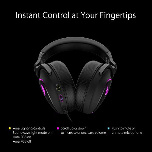 ASUS ROG Delta S - Auriculares de Gaming con USB-C (Cancelación de Ruido IA, Tecnología de Renderizado MQA, Quad DAC Hi-Res ESS 9281, RGB, Compatibles con PC, Switch y Playstation 5) - Negro