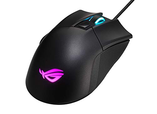 ASUS ROG Gladius II Core - Ratón de Gaming por Cable Ligero y ergonómico Equipado con un Sensor de 6200 PPP, interruptores Desmontables e iluminación Aura Sync