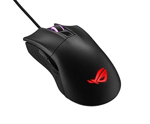 ASUS ROG Gladius II Core - Ratón de Gaming por Cable Ligero y ergonómico Equipado con un Sensor de 6200 PPP, interruptores Desmontables e iluminación Aura Sync