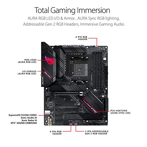 ASUS ROG Strix B550-F Gaming AMD AM4 Zen 3 Ryzen 5000 y 3ª generación Ryzen ATX Gaming Motherboard (PCIe 4.0, 2.5Gb LAN, BIOS Flashback, HDMI 2.1, direccionable Gen 2 RGB Header y Aura Sync)