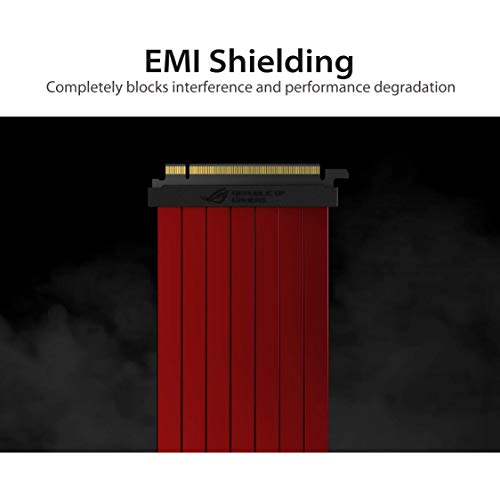 ASUS ROG Strix Cable Elevador PCI-E 3.0 x16 Alta Velocidad Flexible Extensor Tarjeta Extensor, Adaptador de 90 Grados (240 mm)