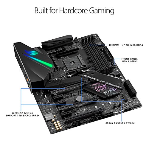 Asus ROG STRIX X470-F GAMING AMD AM4 X470 ATX - Placa base gaming con M.2 heatsink, Aura Sync RGB iluminación LED, DDR4 3600MHz , dual M.2, SATA 6Gb/s y USB 3.1 Gen 2