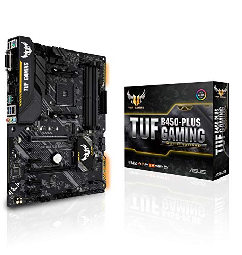 ASUS TUF B450-PLUS GAMING - Placa base de gaming ATX AMD B450 con iluminación Aura Sync, soporte de DDR4 3200 MHz, M.2 de 32 Gbps, HDMI 2.0b, tipo C y USB 3.1 Gen. 2 nativo, soporta Ryzen 3000