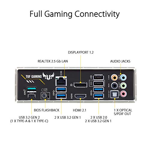 ASUS TUF Gaming B550-PLUS - Placa Base Gaming ATX AMD AM4 con VRM de 10 Fases, PCIe 4.0, Dual M.2, 2,5Gb LAN, HDMI/DP, USB 3.2 Gen 2 (A y C), Realtek S1200A, Negro